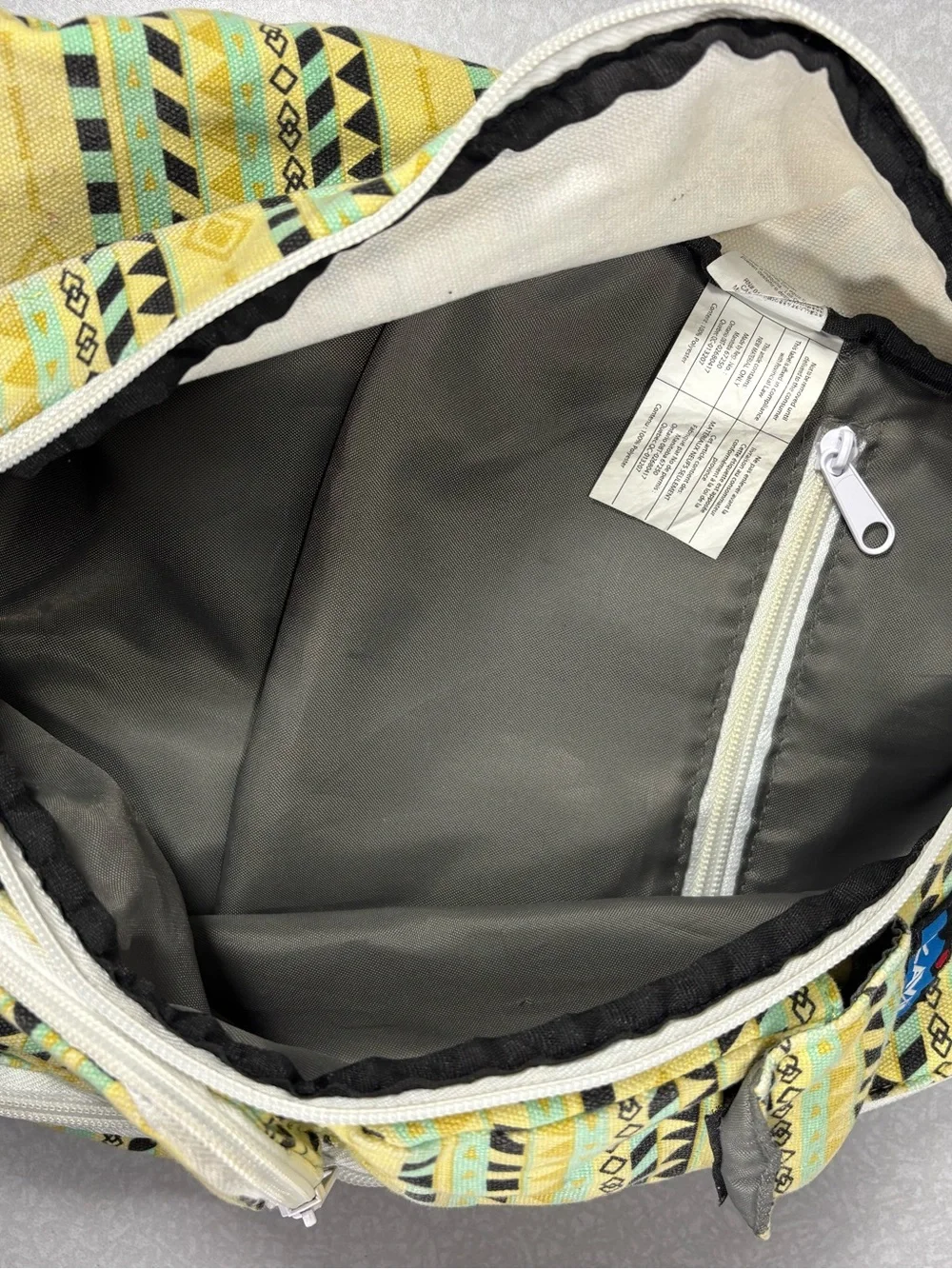 Kavu Yellow Aztec-Pattern Crossbody Sling Bag with Mint Accents